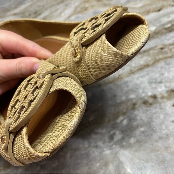 Tory Burch Mini Miller Open-Toe Wedge Shoes in trench tan women’s 8.5 - Picture 9 of 14